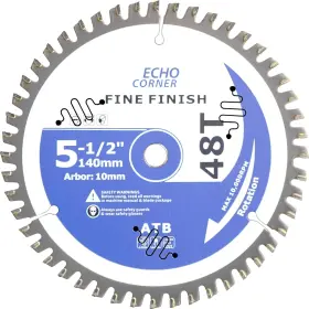 Ecus140102448 Echo Corner 5-1/2-inch 10mm Arbor Circular Saw Blade 48-tooth Carbide Tct Fine Silver