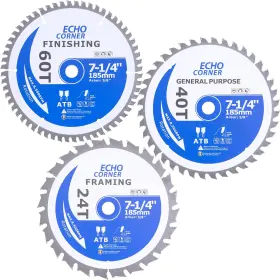 Ecus714244060 Echo Corner 7-1/4 Inch Wood Cutting Circular Saw Blades 24t/40t/60t Ripping