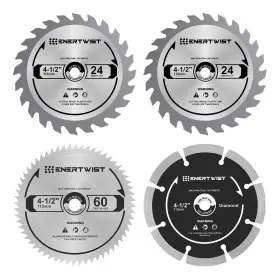 Enertwist 313057819854 4-1/2 Inch Compact Circular Saw Blade Set Pack Of 4-pieces Tct/hss/di