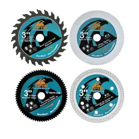 Exfein 711181805758 3 Inch Circular Saw Blade Set 4pcs For Cutting Tile Glass Soft Metal Wood Plasti