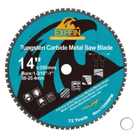 Exfein B0f98rzrvz 14 Inch 72t Metal Circular Saw Blade - Tungsten Carbide Tipped