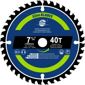 Ezee 850036072157 7-1/4 Inch 40 Teeth With 5/8 Arbor Circular Saw Blades 0.06 Thin Ke