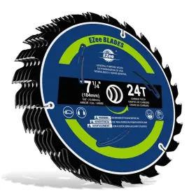 Ezee 850036072447 5-pack 7-1/4 Inch Circular Saw Blade 24t With 5/8 Arbor Atbr Tct Carbi