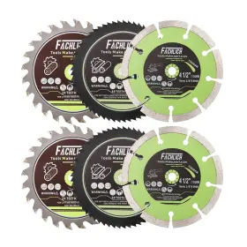 Fachlich 711181385847 4-1/2 Inch Circular Saw Blades Set 6pcs Hss/tct/diamond For Cutting Wood
