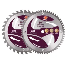 Fisunny-254-32-60t-2pset Fisunny 10 Inch Saw Blade Set - 32t And 60t Table Miter Compatible