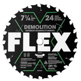 Flex 840163201223 7-1/4-inch 24t Demolition Superior Framing/forming Wood Circular Saw Blade -