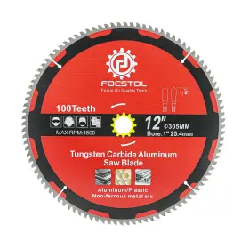 F1-o32305104 Focstol 12 Inch Aluminum Cutting Circular Saw Blade - 100 Tooth Tcg Non-ferrous Metal