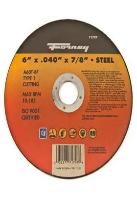 Forney 71797 Cut-off Wheel With 7/8-inch Arbor Metal Type 6-inch No Color