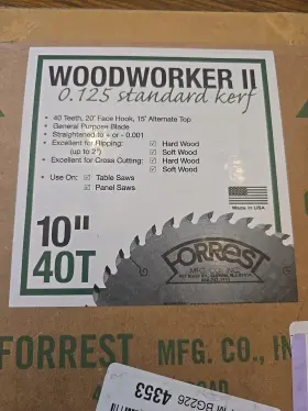 Ww10407125 Forrest Woodworker Il 10in X 40t Blade 5/8 Inch Hole