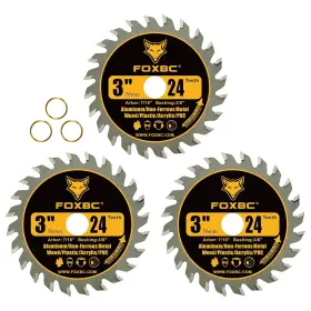0084 Foxbc 3 Inch Circular Saw Blade 24t Carbide Cuts For Wood Plastic Yellow