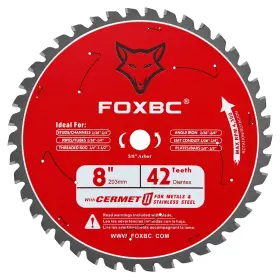 Foxbc 445039475499 8 Inch Metal Steel Cutting Circular Saw Blade 42 Teeth Cermel Carbide Up