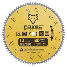 Foxbc 711181657050 12 Inch Miter Saw Blade 80 Tooth Fine Finish Wood Crosscutting W
