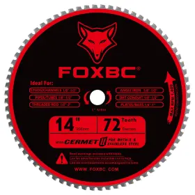Foxbc B0d3hzvkb7 14 Inch Metal Steel Cutting Saw Blade 72 Tooth For Evolution Chop