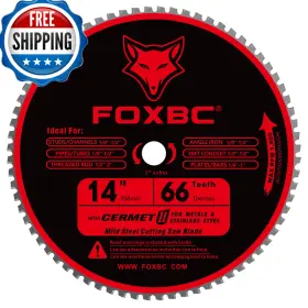 Foxbc B0dfxt9sgv 14 Inch Metal Steel Cutting Saw Blade 66 Tooth For Evolution Chop