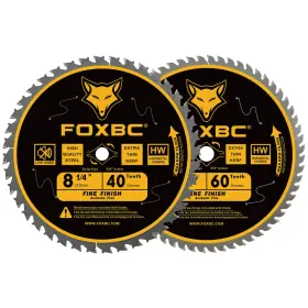 B0dpplqz57 Foxbc 8-1/4 Inch Table Saw Blade 40 Tooth 60 Fine Finish Wood Cutting 5/8
