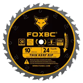 Fox10-24t Foxbc 10-inch Thin Kerf Ripping Table Saw Blade For Wood Cutting Black