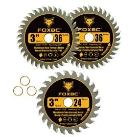 Fox3-24t36t Foxbc 3 Inch Carbide Circular Saw Blade 24 Tooth 36 For Wood Yellow