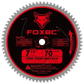 Fox356.m71470 Foxbc 7-1/4 Inch Circular Saw Blade Metal And Stainless Steel Cutting 70 Teeth