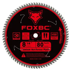 Fox8-1 Foxbc Fox8-1/4-80t 8-1/4 Inch Metal Cutting Table Saw Blade 80-tooth Tcg For Aluminum Red
