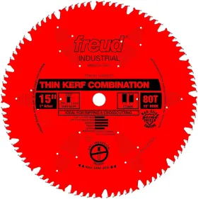 B00020joau Freud Lu83r015 15-in Thin Kerf Combination Blade With 1-in Arbor