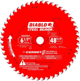 D0648cfx Freud Diablo Steel Demon Cermet Ii Saw Blade For Metals And Stainless - 6-1/2 Inch D