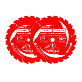 D0724da-diablo Freud K5 Diablo 71/4-inch X 24-tooth Pyr Ultimate Framing/demolition Saw Blade 2-pack