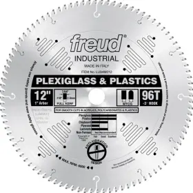 Lu94m012 Freud 12in Plastic Carbide-tipped Saw Blade 96t 1in Arbor