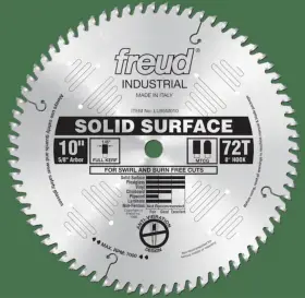 Lu95m010 Freud 10 Inch X 5/8 Bore 72t Mtcg Carbide Tipped Solid Surface Blade
