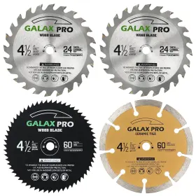 Galax Pro 675234543427 Saw Blade Set Pack Of 4 Assorted 60t Hss Metal/24t Tct Wood/diamond 4-1/2- Inch