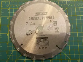 252-6640 General New Tool Shop 7-1/4 Inch Purpose/framing Saw Blade With 24 C2 Carbide Teeth
