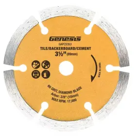 Genesis 313041711775 3-1/2 Inch Dry-cut Diamond-coated Plunge Circular Saw Blade For Tile Backerboard