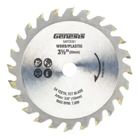 Genesis 445031698674 3-1/2 Inch 24-teeth Tungsten Carbide-tipped Circular Saw Blade For Wood And Plast