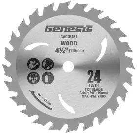 Gacsb451 Genesis 811285020634 4 1/2 Inch 24-teeth Tungsten Carbide-tipped Circular Saw Blade