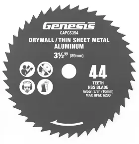 Gapcs354 Genesis 811285020764 3 1/2 Inch 44-teeth High Speed Steel Circular Saw Blade