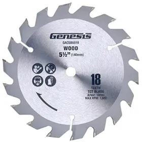 Gacsb5518 Genesis 811285021501 5 1/2 Inch 18-tooth Tungsten Carbide-tipped Circular Saw Blade Grey