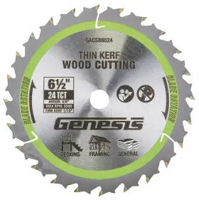 Glcs2065b Genesis 811285023130 6-1/2 Inch Thin-kerf 24t Circular Saw Blade For Cordless