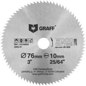 Graff 814282009370 3 Inch Circular Saw Blade For Wood Plywood Laminate Drywall Plastic 80t