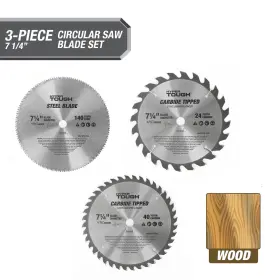 Greatstar 313112990924 Hyper Tough 3-pack 7-1/4-inch Circular Saw Blades Set