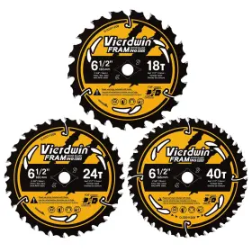M895v7 Hardwin Vierdwin 6-1/2 Circular Saw Blades 18t/24t/40t Set - 5/8 Arbor Carbide-tipped