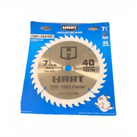 Hacsb03 Hart 7-1/4 In 40t Carbide Circular Saw Blade Multi-purpose Silver