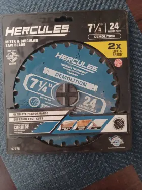 Hercules 193175429124 Saw Blade 7 1/4 Inch 24 Carbide Teeth By