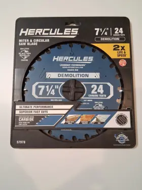 57978 Hercules 7 1/4 Inch Demolition Miter And Circular Saw Blade 24 Carbide Teeth