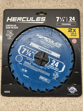 62836 Hercules New 7 1/4 Inch Circular Saw Blade 24 Carbide Teeth