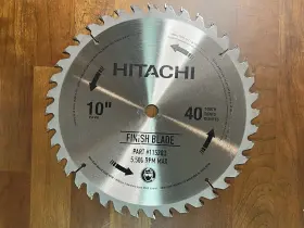 115203 Hitachi 10 Inch Saw Blade 40 Tooth Tungsten Carbide Teeth 5/8 Hole Used Once