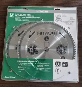 115400 Hitachi 32 And 80 Tooth General Purpose/finish Set - 12 Inch Miter/table Saw 2 Pack