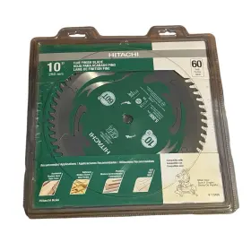 Hitachi Koki 754005154359 10 Inch 60t Miter Saw/ Table Saw Carbide Blade Fine Finish 5/8 Arbor