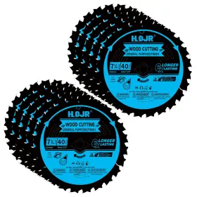 10pcs-tfw65t2418l Hojr 10-pack 7-1/4 Inch 40-tooth 5/8 Arbor Woodworking Circular Saw Blade Finish/