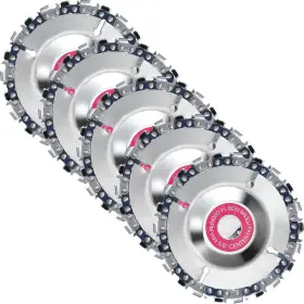 Honoson 711181908565 5 Pieces 5/8 Inch Chain Disc Saw Blades For Angle Grinders - 22 Teeth Wood Carvi