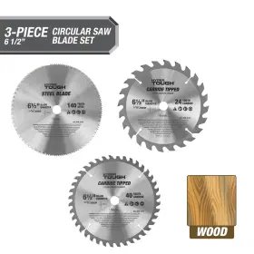 43125 Hyper Tough 3-piece 6-1/2-inch Circular Saw Blade Set