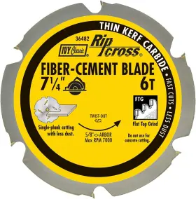36482 Industries 7-1/4 Inch 6 Tooth Fiber-cement Cutting Carbide Circular Saw Blade With 5/8 D